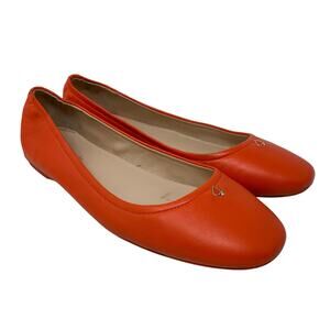 Kate Spade Round Toe Ballet Flats Womens Size 9.5 Orange Leather